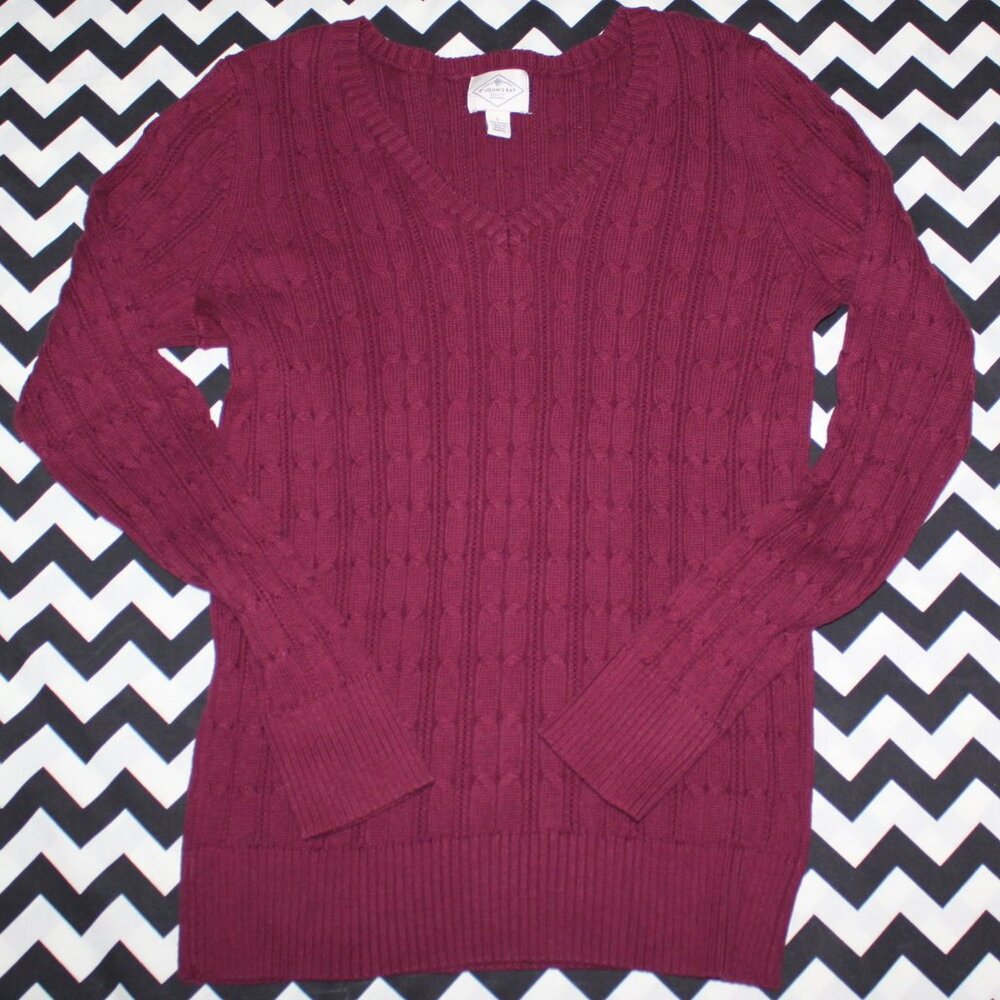 St. John's Bay Womens V Neck Cable Knit Pullover Sweater---Size Large